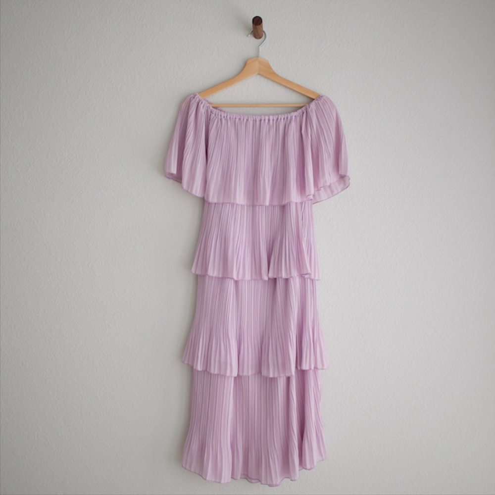 Lilac pleated tiered dress, Medium/ Large